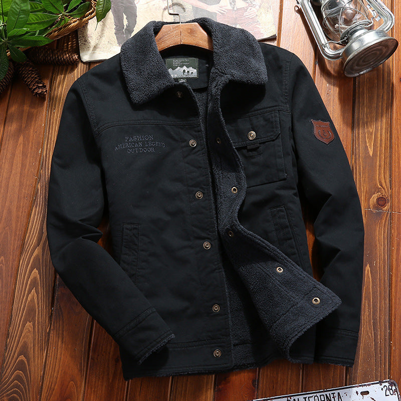Herren nan robuste Canvas-Arbeitsjacke mit komplettem Sherpa-Innenfutter, verdeckter Druckknopfleiste und funktionalen Brust- und Eingrifftaschen Echo Archiv