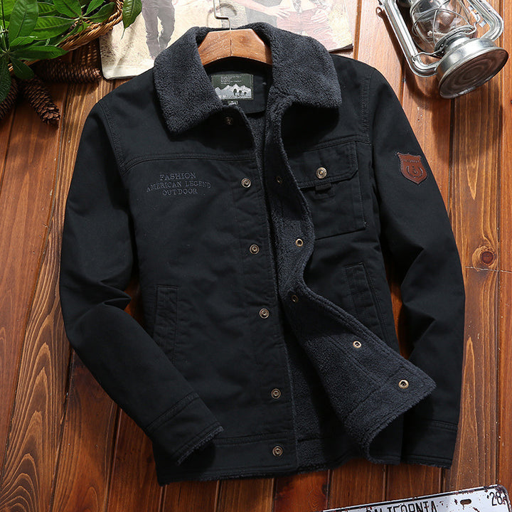 Herren nan robuste Canvas-Arbeitsjacke mit komplettem Sherpa-Innenfutter, verdeckter Druckknopfleiste und funktionalen Brust- und Eingrifftaschen Echo Archiv