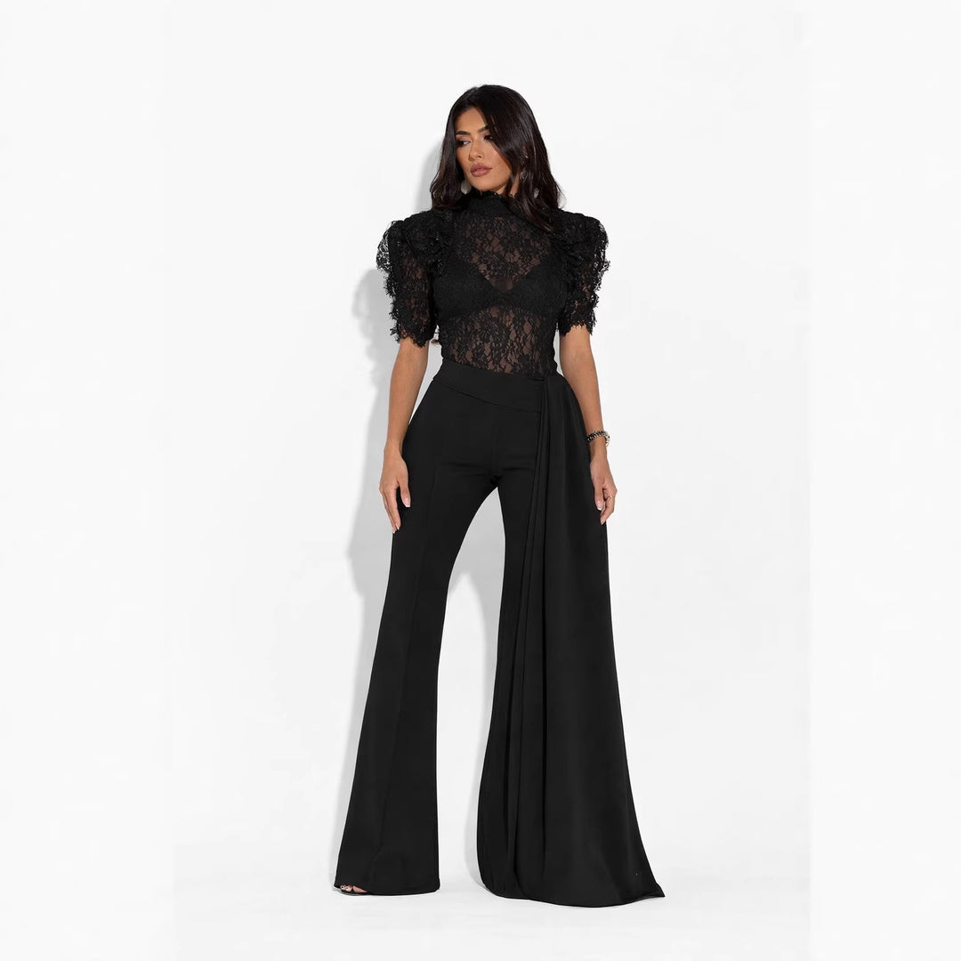 Damen Elegante Flared-Hose mit seitlichem Drapierungseffekt Echo Archiv