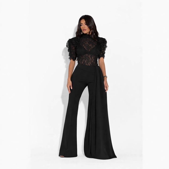 Damen Elegante Flared-Hose mit seitlichem Drapierungseffekt Echo Archiv