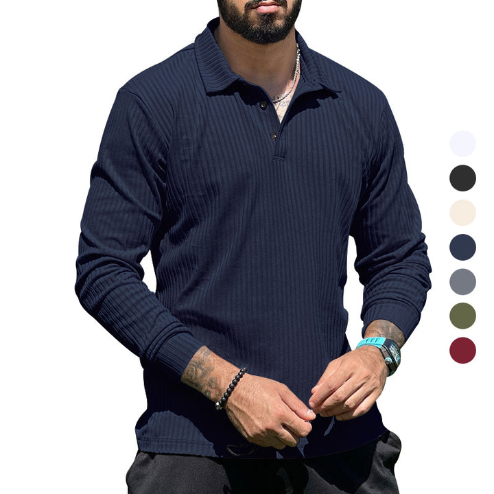 Herren langer Strickpullover mit strukturiertem Design und Knopfleiste Echoarchiv