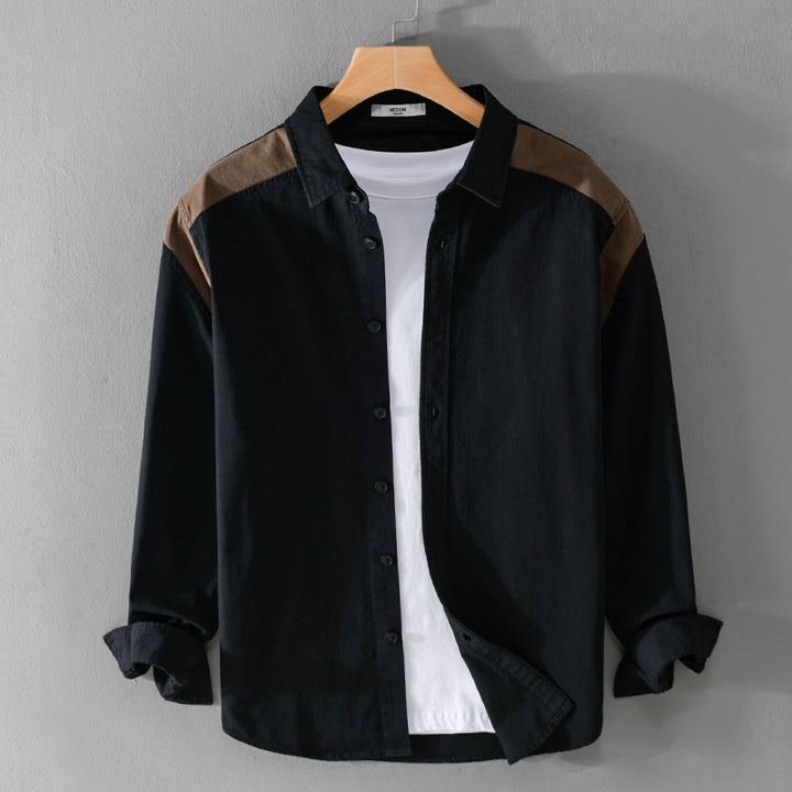 Herren Overshirt mit Kontrastpasse und lockerem Schnitt aus Baumwollmix Echoarchiv