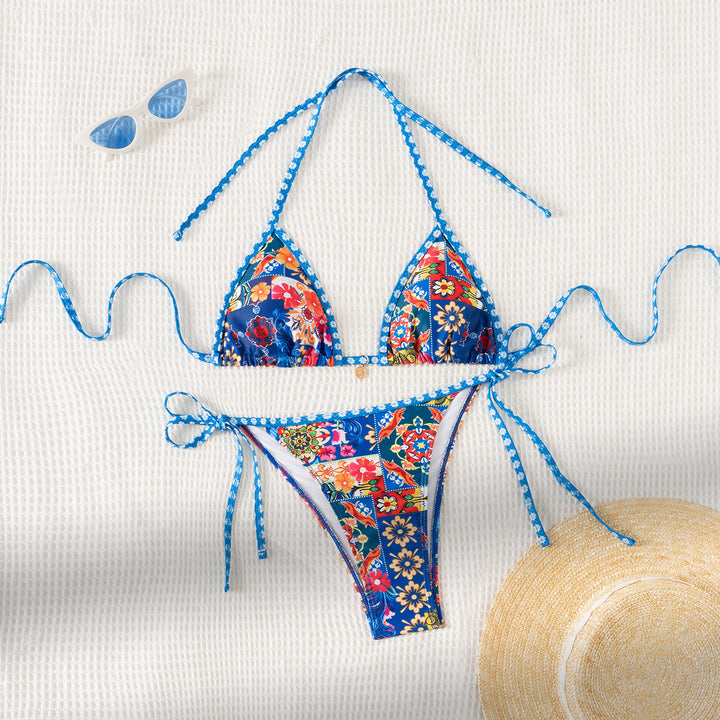 Damen Triangel-Bikini mit floralem Muster und Raffungen Echo Archiv
