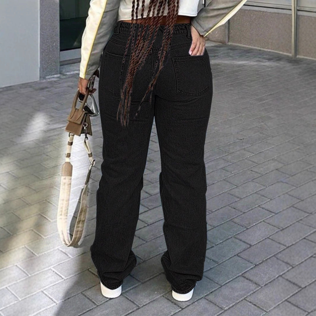 Damen weite Destroyed-Denim-Jeans mit hoher Taille und starkem Ripped-Look Echo Archiv