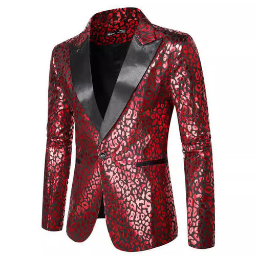 Herren Glamouröser Leopardenmuster Blazer Echoarchiv