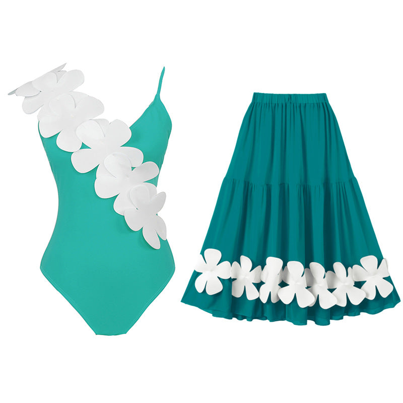 Damen Eleganter Einteiler Badeanzug mit floralem 3D-Design Echo Archiv