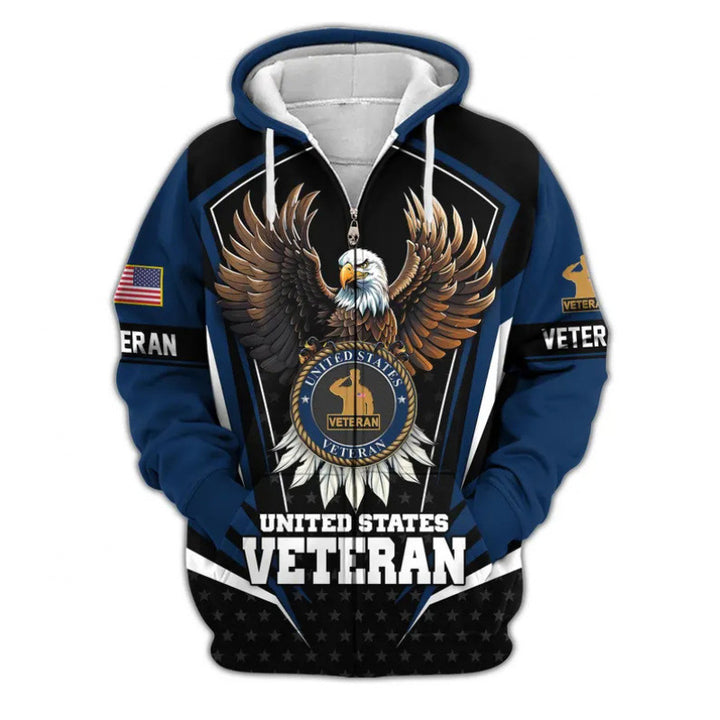Herren Kapuzensweater mit amerikanischem Veteranenmotiv Echoarchiv