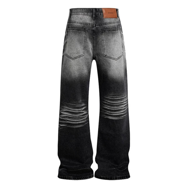 Damen Weite Vintage-Jeans im Schlagstil mit Used-Wash und Herz-Anhänger Echoarchiv