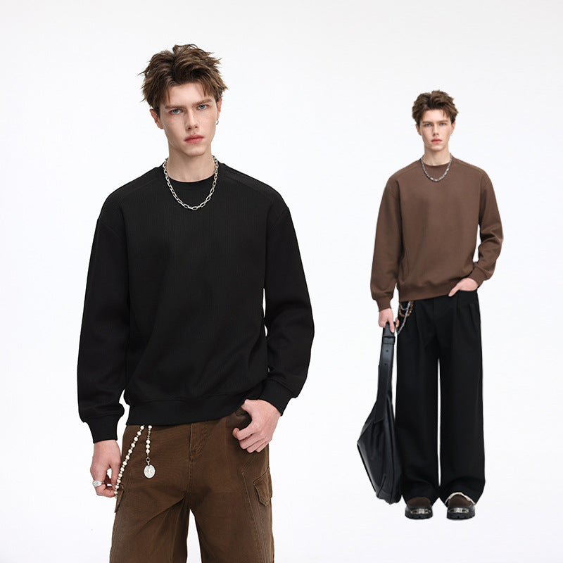 Herren Gerippter Struktur-Sweatshirtpullover mit Drop-Shoulder und relaxed Fit Echo Archiv