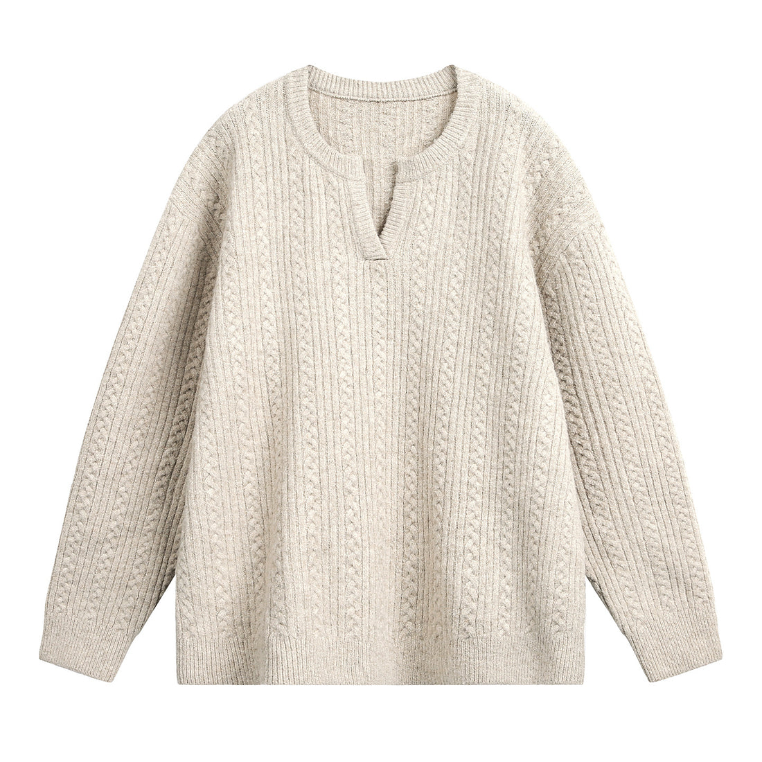 Unisex Relaxed-Fit Strickpullover mit Rundhalsausschnitt und V‑Schlitz Echo Archiv