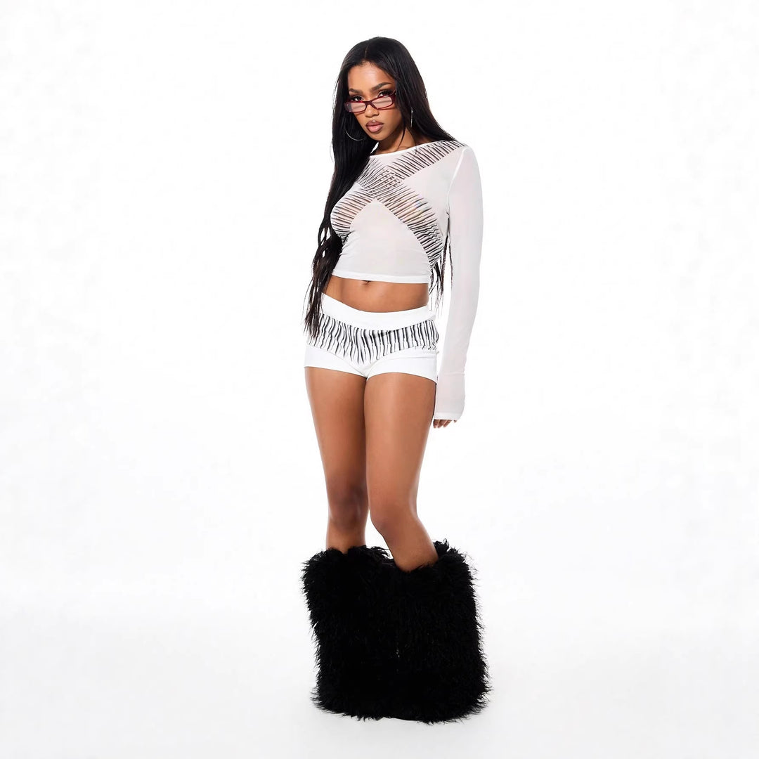 Damen Sportliche Shorts mit exotischem Streifendesign Echo Archiv