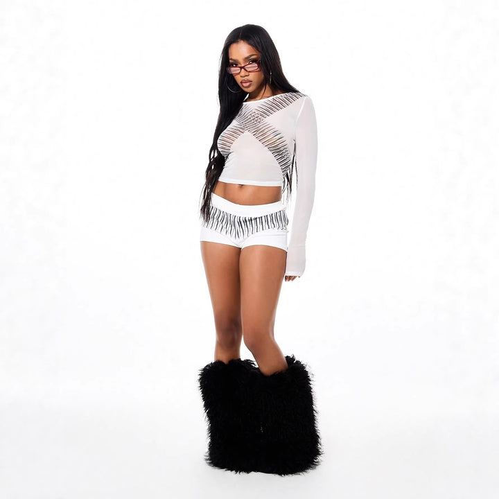 Damen Sportliche Shorts mit exotischem Streifendesign Echo Archiv
