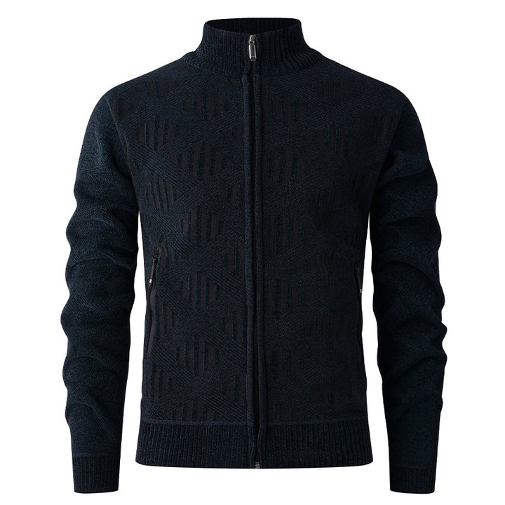 Herren Strickjacke mit strukturiertem Muster und hohem Kragen Echoarchiv