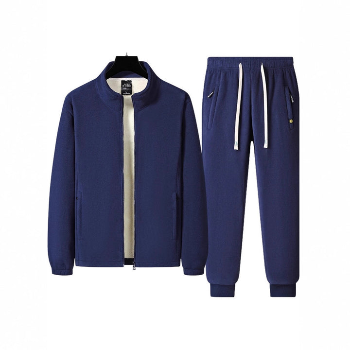 Herren dreiteiliges Fleece-Set mit wattierter Weste, Stehkragenjacke und Jogginghose – Marzano