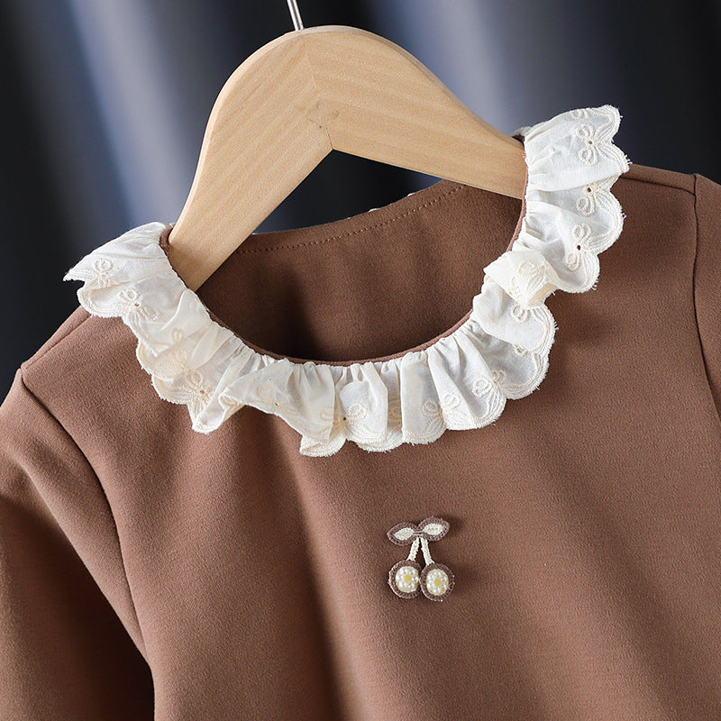 Mädchen Langarmshirt mit Rüschenkragen und charmantem Applikationsdetail Echo Archiv
