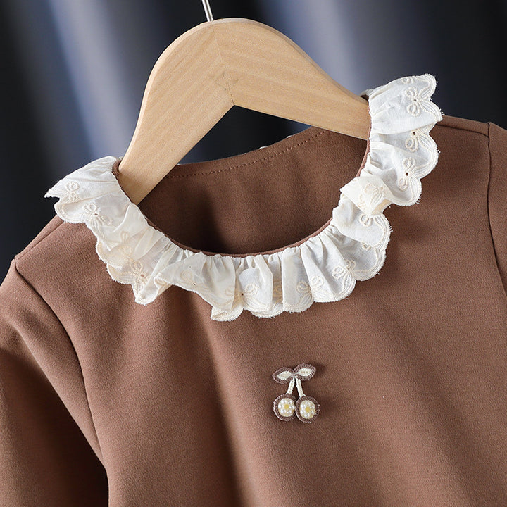 Mädchen Langarmshirt mit Rüschenkragen und charmantem Applikationsdetail Echo Archiv