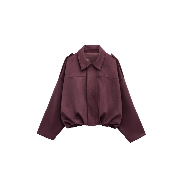 Damen lockere Cropped Jacke aus Wildlederimitat Echoarchiv
