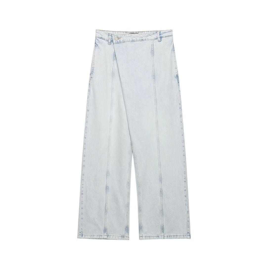 Damen weite High-Waist Jeans mit dekorativen Nähten und lässigem Schnitt Echo Archiv