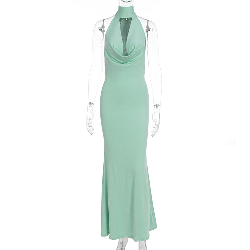 Damen elegantes Maxikleid mit tiefem V-Ausschnitt und schimmerndem Oberteil Echo Archiv