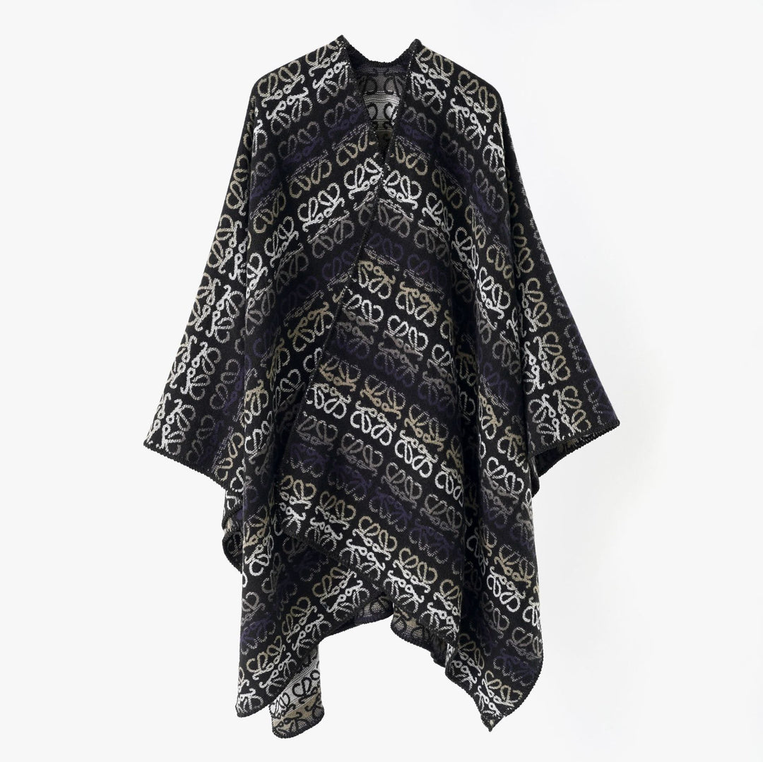 Damen Überwurfcape im Jacquard-Strick mit Allover-Monogramm und weichem Fall Echo Archiv
