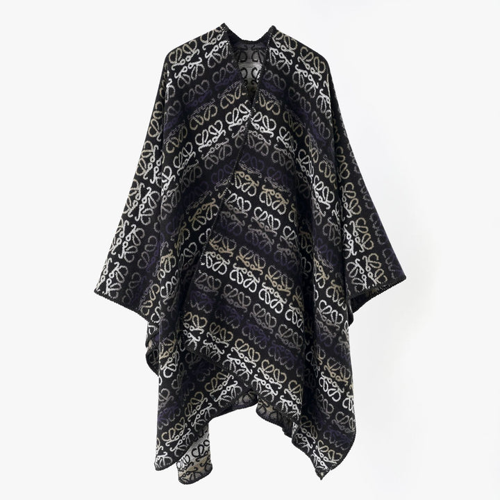 Damen Überwurfcape im Jacquard-Strick mit Allover-Monogramm und weichem Fall Echo Archiv