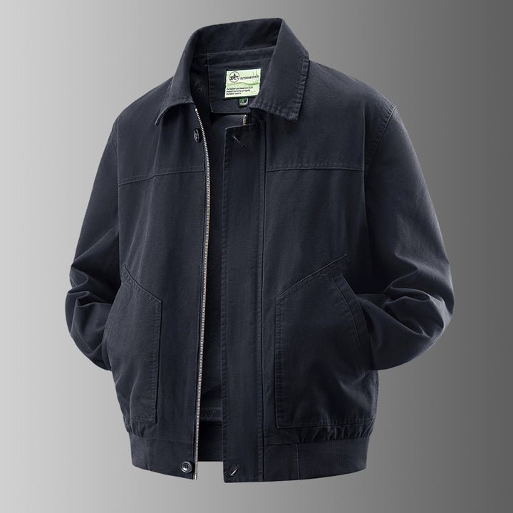 Herren o-Baumwoll-Twill-Arbeitsjacke mit schrägen Handtaschen und geripptem Saum Echo Archiv