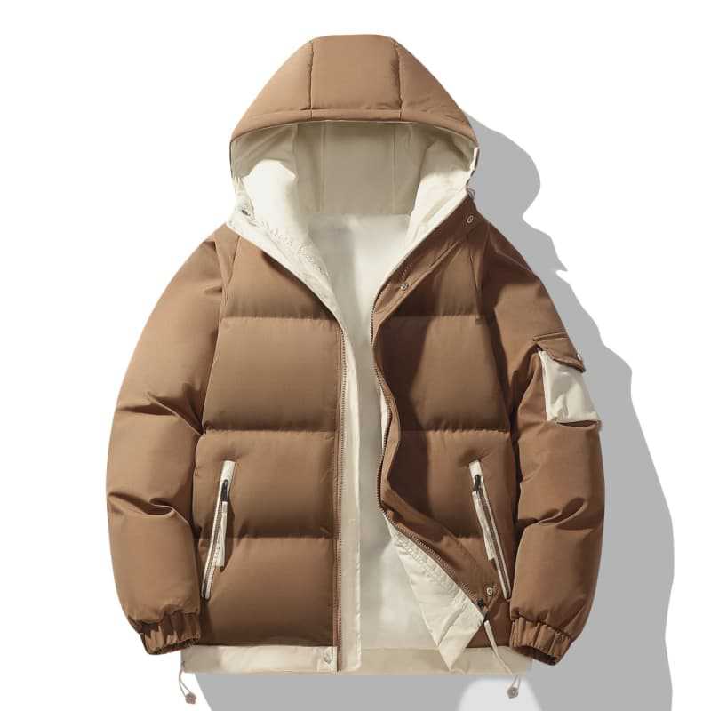 Herren urban gepolsterter Anorak mit Kapuze, kontrastierendem Futter und Mehrfachtaschen – Marzano