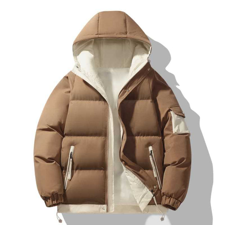 Herren urban gepolsterter Anorak mit Kapuze, kontrastierendem Futter und Mehrfachtaschen – Marzano