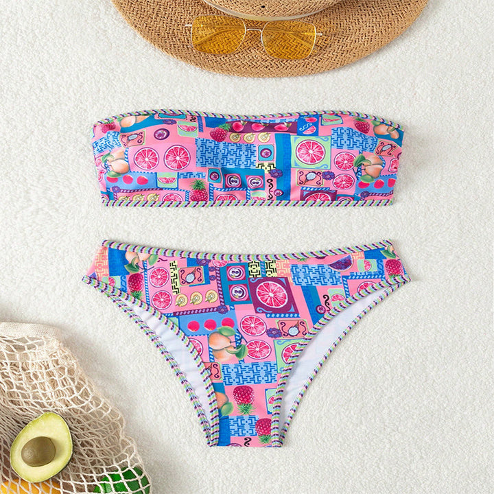 Damen Bikini-Set mit bandeau Oberteil und hohem Beinausschnitt Echo Archiv