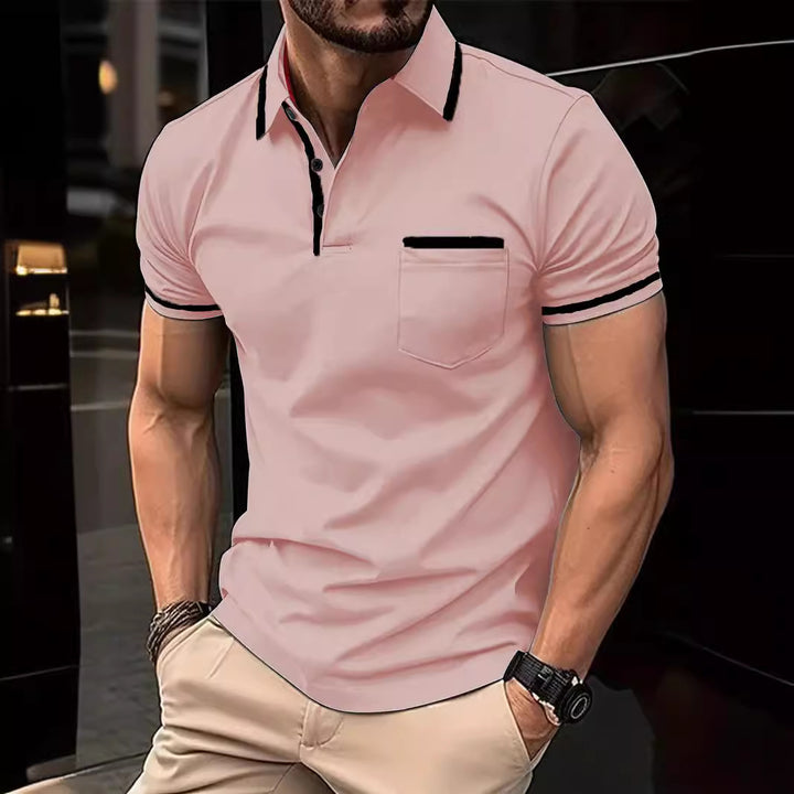 Herren Poloshirt mit kontrastierenden Details und praktischer Brusttasche Echoarchiv