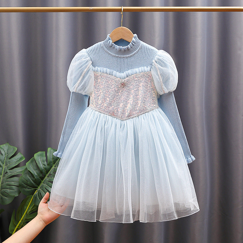Mädchen festliches Tüllkleid mit glitzernden Applikationen und Rüschen Echo Archiv