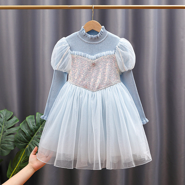 Mädchen festliches Tüllkleid mit glitzernden Applikationen und Rüschen Echo Archiv