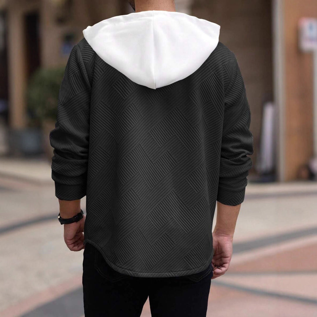 Herren lässige Utility-Jacke mit Kapuze und strukturiertem Muster Echoarchiv