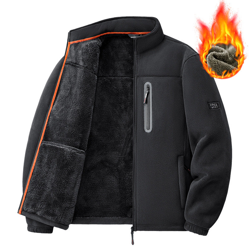 Herren nan Thermo-Fleecejacke mit hochflorigem Teddyfutter, Brust-Reißverschlusstasche und winddichter Front Echo Archiv