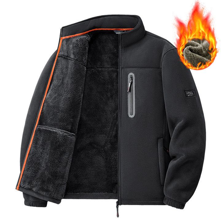 Herren nan Thermo-Fleecejacke mit hochflorigem Teddyfutter, Brust-Reißverschlusstasche und winddichter Front Echo Archiv