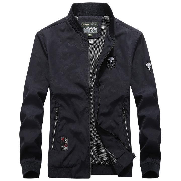 Herren Leichte wasserabweisende Bomberjacke mit Meshfutter und Patch‑Applikationen – Brevano