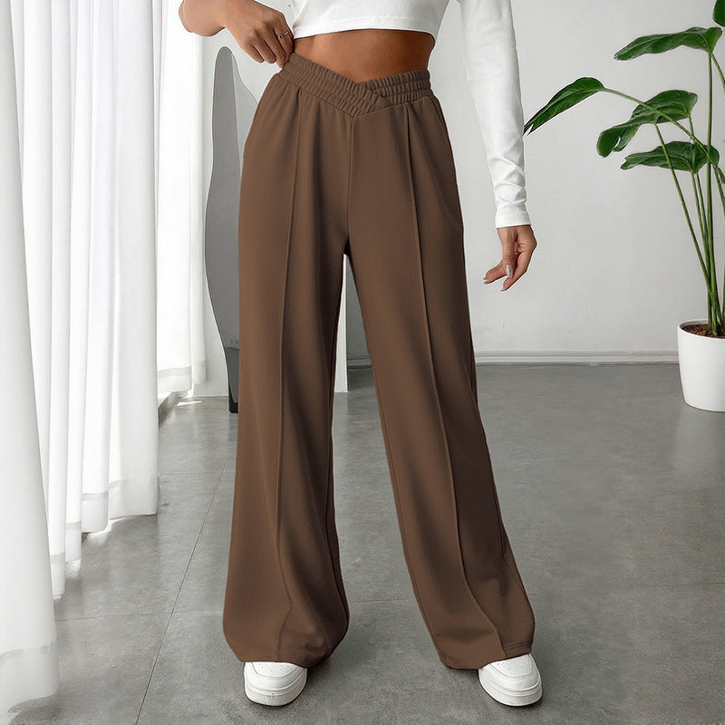 Damen Weite Sweatpants mit V-förmigem Taillenbund – Avérine
