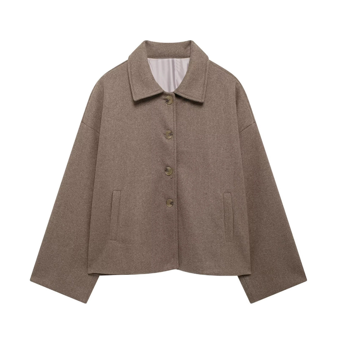 Damen Oversize Wollmix Jacke mit großen Zierknöpfen und breiten Manschetten Echoarchiv