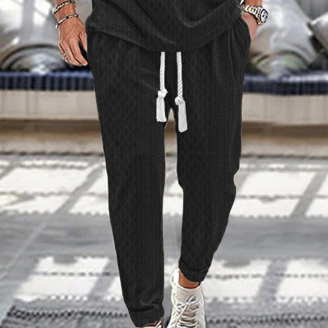 Herren Slim-Tapered Joggerhose im Struktur-Design mit Kordelzug und Eingrifftaschen – Sorevano