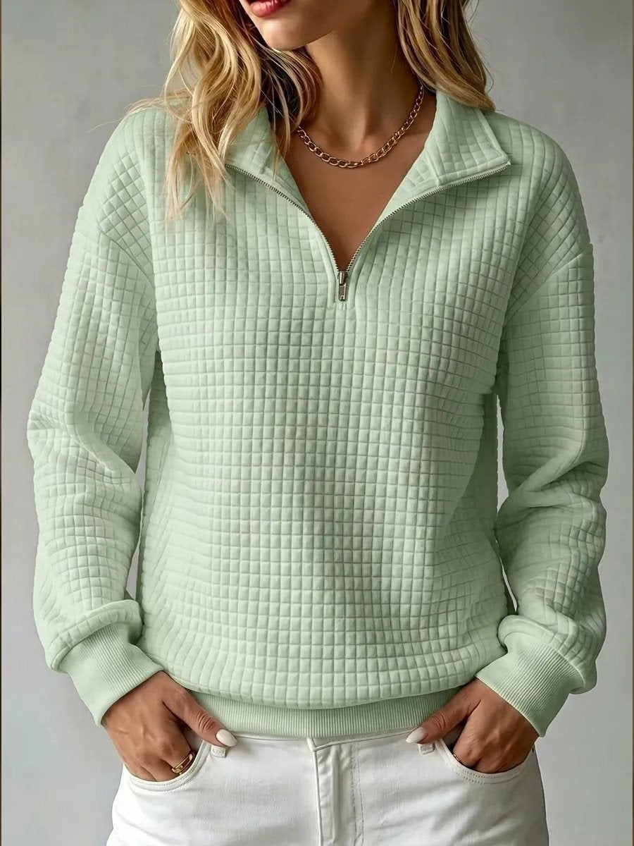 Damen Stepp-Fleece-Pullover mit halbem Reißverschluss und Stehkragen Echo Archiv