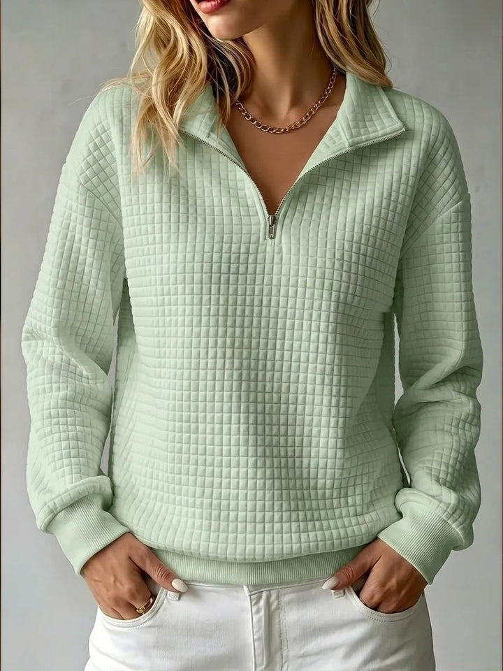 Damen Stepp-Fleece-Pullover mit halbem Reißverschluss und Stehkragen Echo Archiv