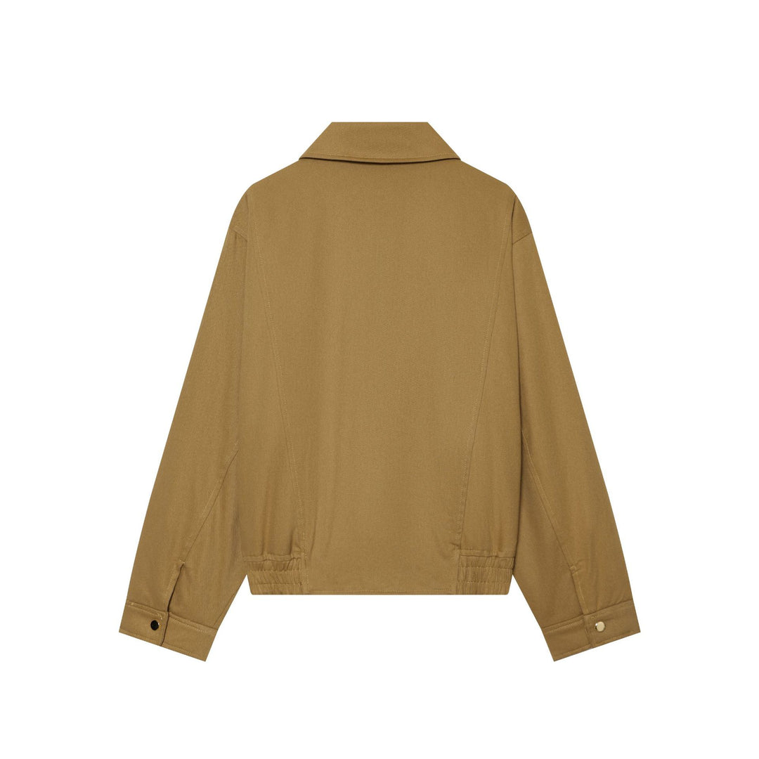Damen leichte Fieldjacke aus Baumwollmix mit verdeckter Druckknopfleiste, Hemdkragen und elastischem Saum – Célinea
