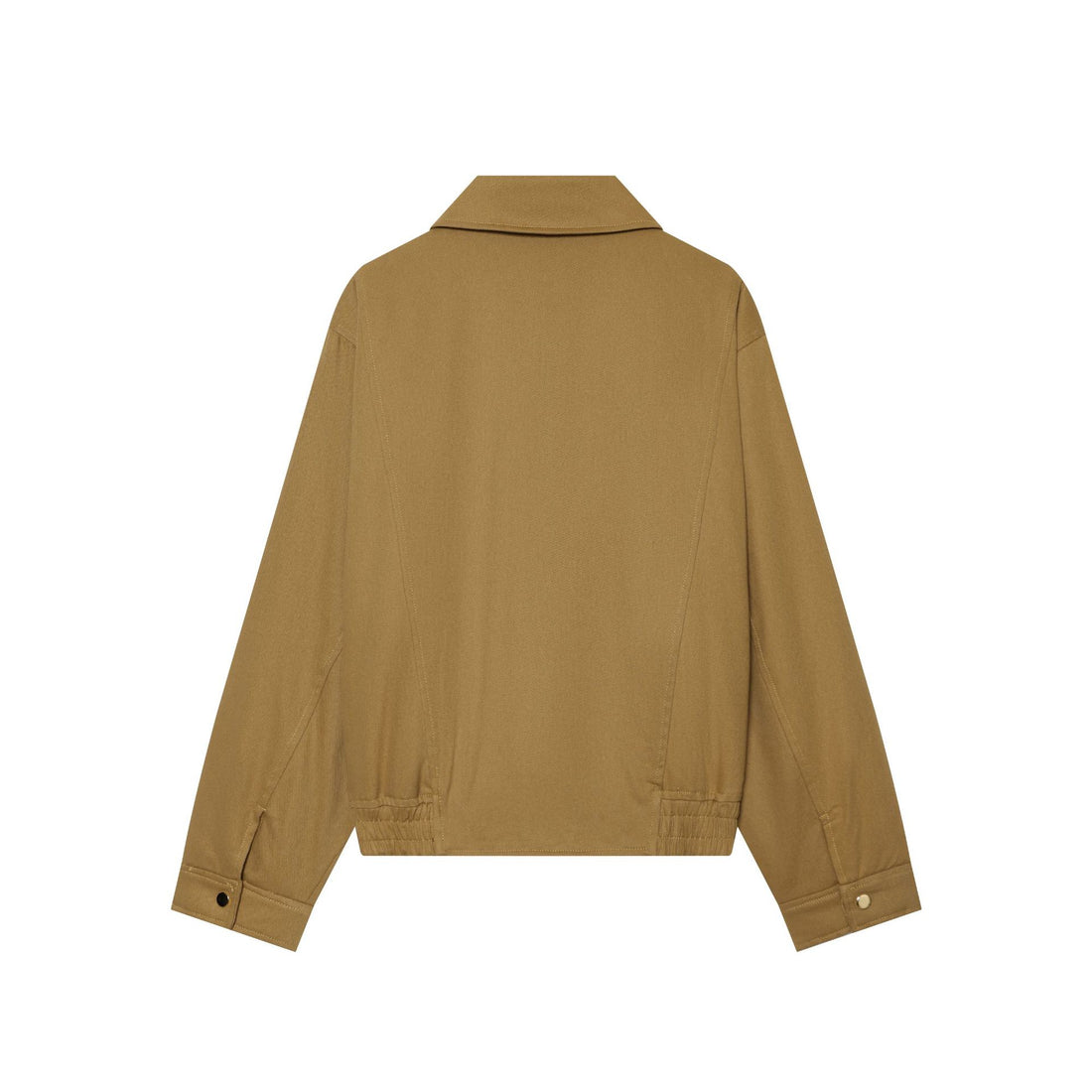 Damen leichte Fieldjacke aus Baumwollmix mit verdeckter Druckknopfleiste, Hemdkragen und elastischem Saum – Célinea
