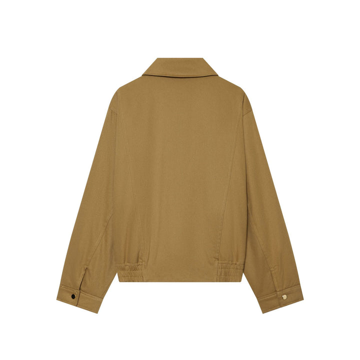 Damen leichte Fieldjacke aus Baumwollmix mit verdeckter Druckknopfleiste, Hemdkragen und elastischem Saum – Célinea