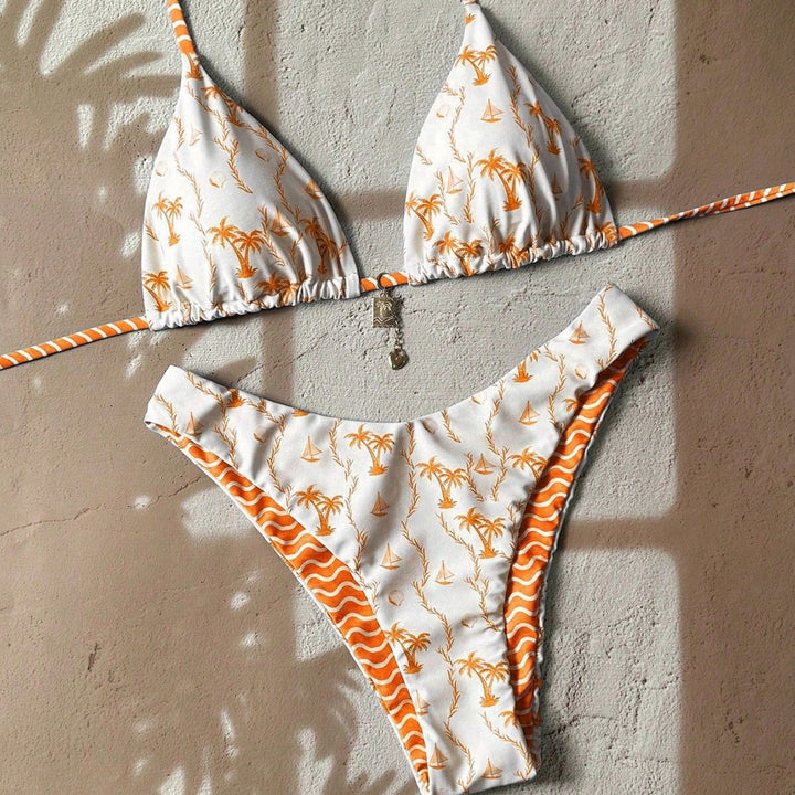 Damen Triangel-Bikini mit tropischem Muster Echo Archiv