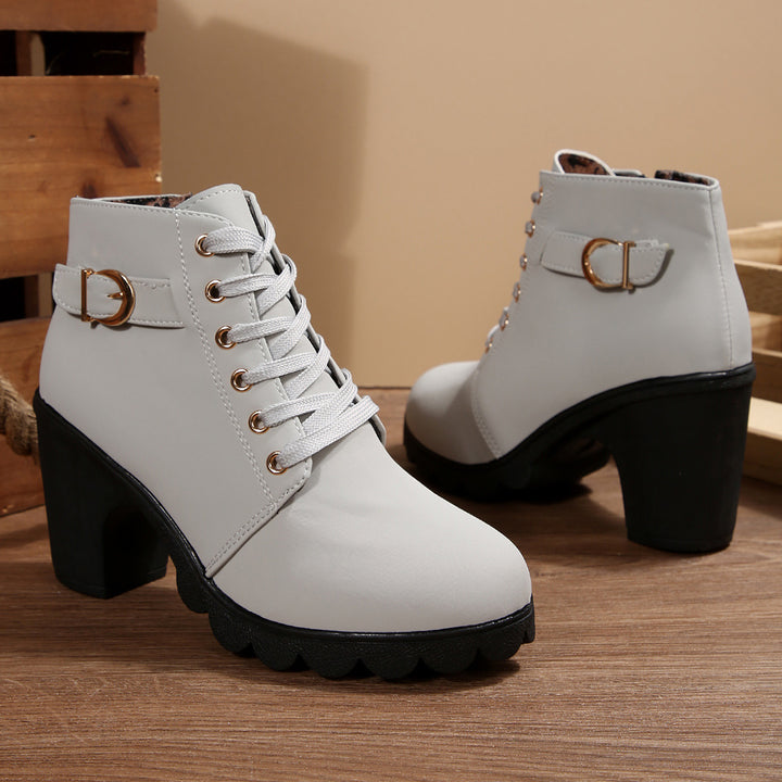 Damen nan knöchelhohe Schnürstiefelette mit robustem Blockabsatz und profilstarker Lugsohle Echo Archiv