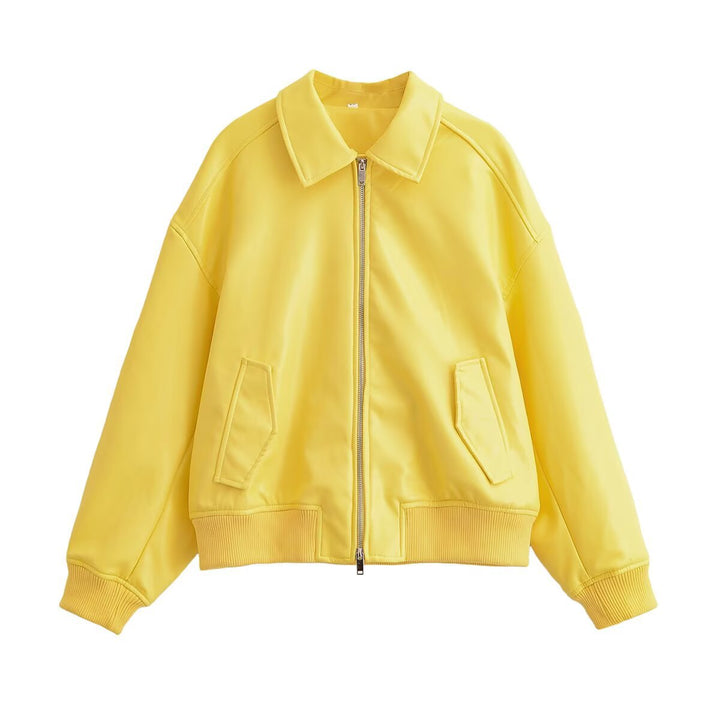 Damen Oversized Bomberjacke mit Reißverschluss, Kragen, gerippten Bündchen und Pattentaschen Echo Archiv