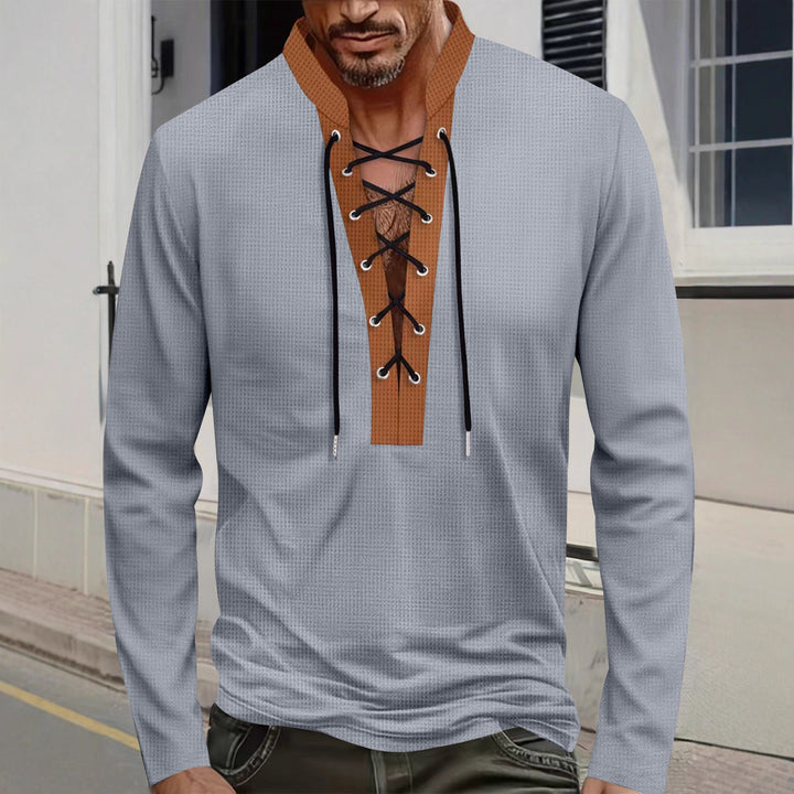 Herren Langarmshirt mit modernem Schnürdesign Echoarchiv