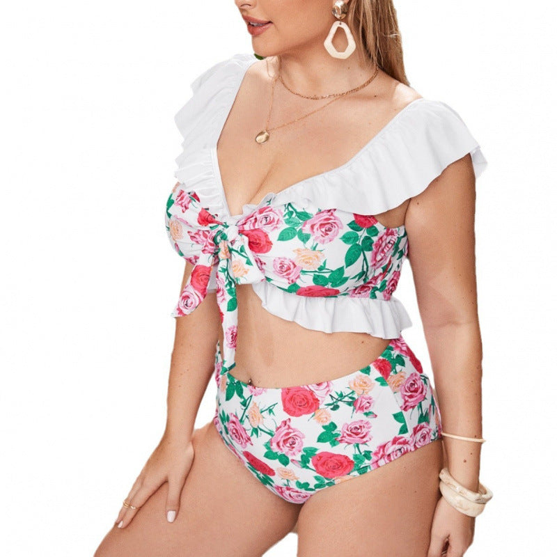 Damen Bikini-Set mit verspieltem Rüschendesign und floralem Muster Echo Archiv