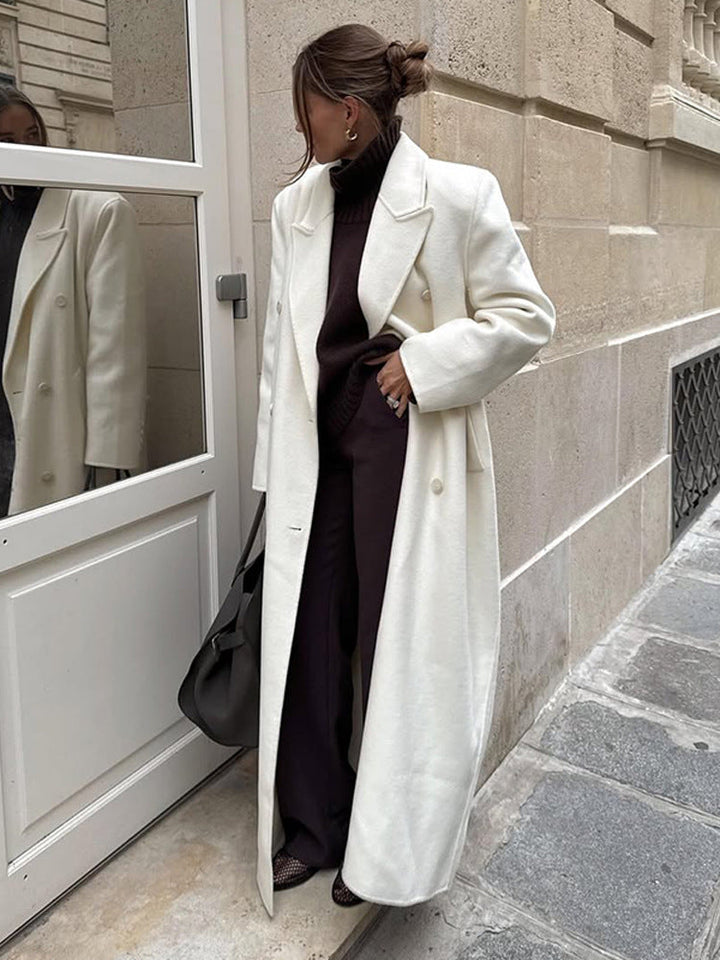 Damen Eleganter Oversized-Mantel aus hochwertigem Wollmix mit Seitentaschen Echoarchiv